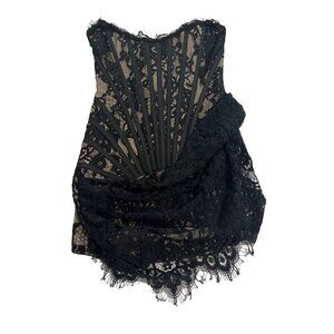 NEW HEIRESS Beverly Hills Lace Corset Draped Mini Dress in Black